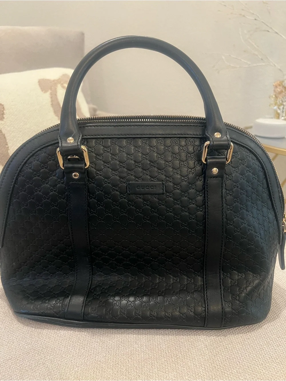 Black Gucci Dome Microguccissima Satchel Medium With Detachable Cross Body Strap